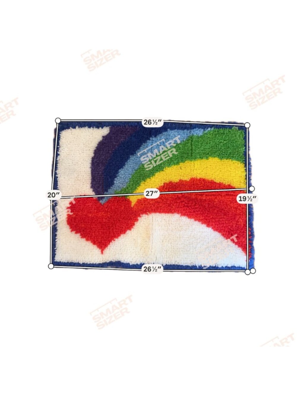 Rainbow Heart 1980s Latch Hook Rug Handmade Rectangular 24x16" Multicolor Vintag - Picture 8 of 8